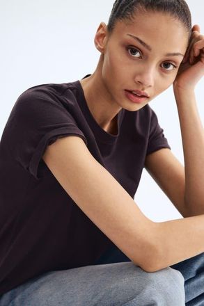 H&M Silk-blend t-shirt in Dark Brown at Nordstrom, Size X-Small