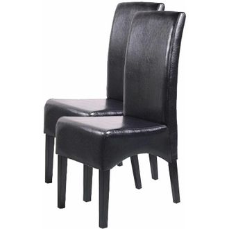 Hhg Hhg - Lote De 2 Sillas De Comedor Silla De Cocina Silla Latina, Cuero, Negro, Patas Oscuras