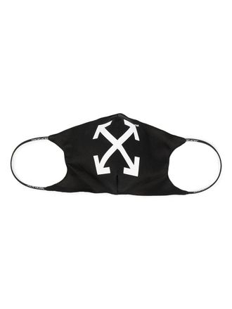 Off-white Arrows logo face mask - women - Cotton/Polyamide/Silver - L/XL - Black