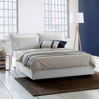 Talamo Italia Talamo Italia Cama Matrimonial Silvia, Cama Contenedor Con Revestimiento De Tela, 100% Made In Italy, Apertura Frontal, Con Colch&oacute;n 140x190 Cm Incluid