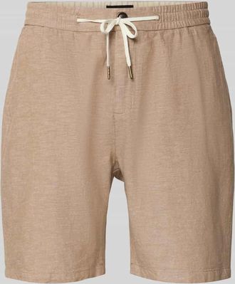 Scotch & Soda Shorts aus Baumwoll-Leinen-Mix mit elastischem Bund in Taupe, Gr&ouml;&szlig;e 30