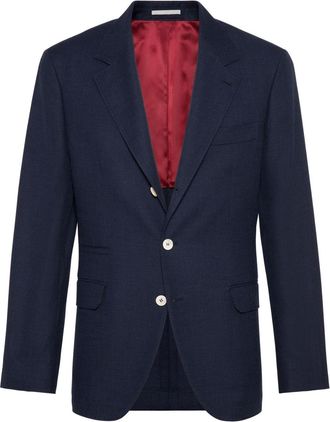 Brunello Cucinelli single-breasted wool blazer - men - Wool - 50 - Blue
