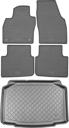 OEM Skoda Kamiq Suv (5 Puertas) Desde Septiembre De 2019: Juego De Alfombrillas De Goma Para Coche + Alfombrilla Para Maletero