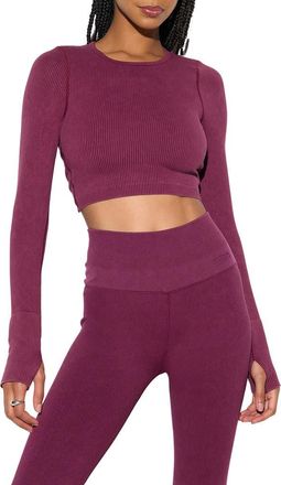 Spiritual Gangster Liberty Mineral Wash Rib Crop Top in Dark Dahlia at Nordstrom, Size X-Small