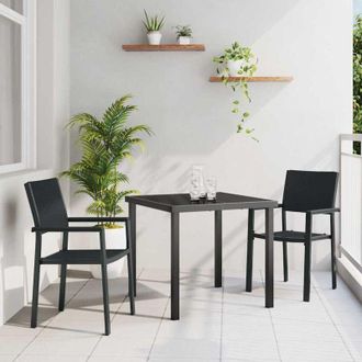 vidaXL Conjunto De Comedor De Jard&iacute;n 3 Pcs Negro Polirat&aacute;n Vidaxl