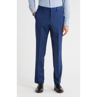 BOSS Virgin Wool Blend Flat Front Dress Pants in Open Blue at Nordstrom Rack, Size 36