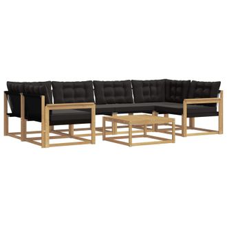 vidaXL Conjunto De Sof&aacute;s De Exterior 7 Pcs Blanco Y Negro Vidaxl