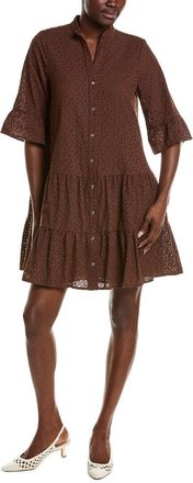Anne Klein Stand Collar Tiered Shirtdress
