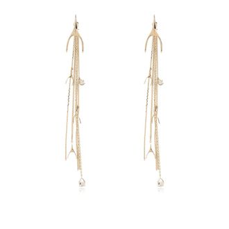 Alexander McQueen Alexander McQueen, Earrings, female, Yellow, Size: ONE SIZE Wishbone Crystal-Embellished Drop Earrings