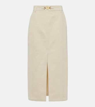 Patou High-rise denim maxi skirt