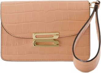 Victoria Beckham Roze Krokodillenleren Clutch - Dames - Clutches - Roze - ONE Size - Leer - Tassen