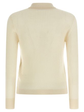 Max Mara Ribbed Cashmere-Silk Blend Polo Shirt - Cream