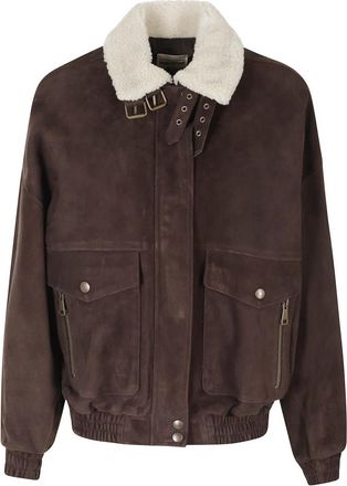 Semicouture Gloria Jacket - Dames - Leren en Su&egrave;de Jassen - Bruin - M - Leer - Jassen