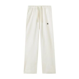 Palm Angels Straight Trousers, male, White, Size: L White Trousers with Logo Print