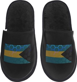 Generic Non-Slip Mens Slipper Flag Of The Bahamas House Shoes Fluffy Winter Slippers for Ladies Travel Hotels L