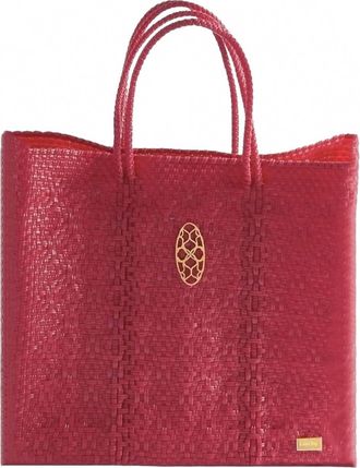 Lola's Bag Womens Medium Woven Shoulder Strap Tote Bag In Red