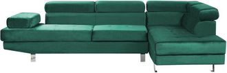 Beliani Beliani - Large Sectional Upholstered Corner 5 Seater Sofa Velvet Green Norrea