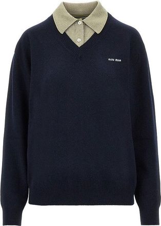 Miu Miu Layering effect wool and cashmere sweater Woman 38