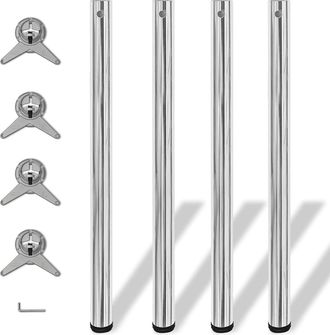 vidaXL Vidaxl - 4 Patas De Mesa Ajustables En Alturas 870 Mm Color Cromo