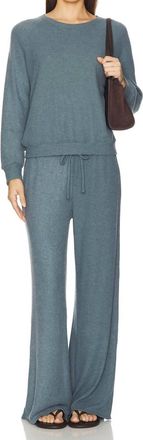 perfectwhitetee Maddie Waffle Drawstring Pant In Slate