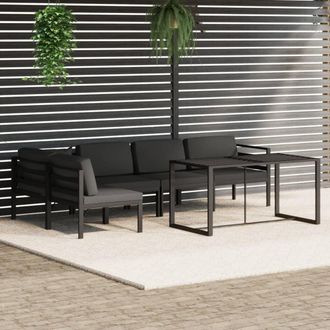 vidaXL Set Muebles De Jard&iacute;n 6 Pzas Y Cojines Aluminio Gris Antracita Vidaxl