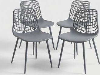 Oresteluchetta Juego De 4 Sillas De Dise&ntilde;o Moderno Perforado Para Interior Y Jard&iacute;n Emmel - Gris
