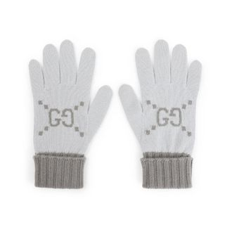 Gucci Gloves, female, Gray, Size: M GG Cashmere Jacquard Gloves