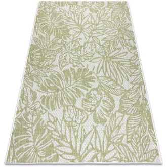 RugsX Rugsx - Alfombra Sisal Sion Hojas Tropical 22128 Tejido Plano Ecru / Verde Green 200x290 Cm