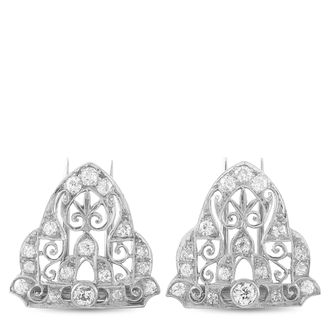 Luxury Bazaar Platinum 1.80ct Diamond Art Deco Dress Clips Set MF06-062626
