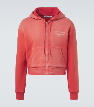 Acne Studios Logo cotton jersey zip-up hoodie