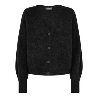 Mos Mosh Cardigans, female, Black, L, Black V-Neck Knit Cardigan