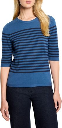 Nic+Zoe Stripe Cotton Blend Sweater in Blue Multi at Nordstrom, Size Small