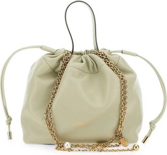 Chlo&eacute; Tassen, Dames, Grijs, ONE Size, Leer, Icons Drawstring Shoulder Bag