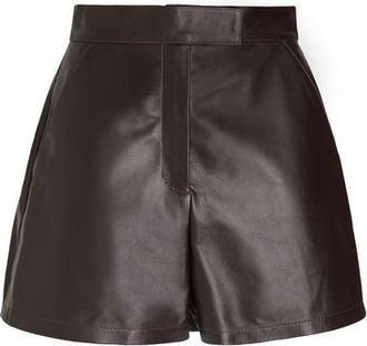8 by YOOX LEATHER HIGH-WAIST BERMUDA SHORTS