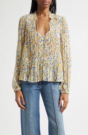 Ulla Johnson Leandra Floral Long Sleeve Top in Daffodil at Nordstrom, Size 14