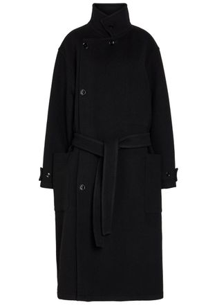 Christophe Lemaire High-neck Wool Coat - Black - Xxs (UK4 / Xxs)