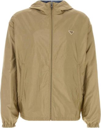 Prada Beige Logo Hood Jacket