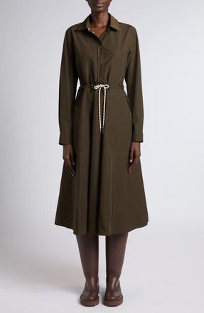 Moncler Long Sleeve Poplin Shirtdress in Green at Nordstrom, Size 12 Us