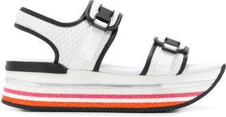Hogan H222 platform mesh sandals - women - Leather/Polyurethane/Rubber - 35.5 - White
