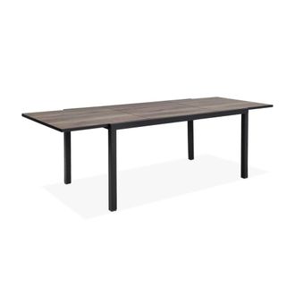 Sweeek Mesa de jard&iacute;n de madera extensible de dpc y aluminio, 6-8 plazas