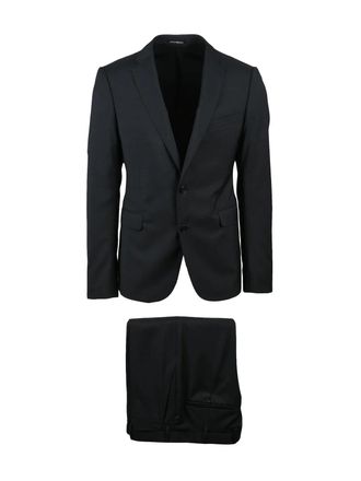 Emporio Armani Classic Tailored Black Virgin Wool Suit With Impeccable Fit