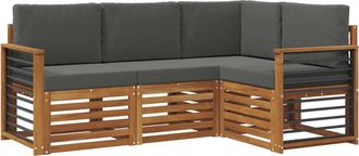 vidaXL Conjunto De Sof&aacute;s De Exterior 4 Uds. Natural Y Antracita Vidaxl