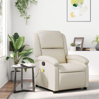 vidaXL Poltrona da Massaggiante Reclinabile Crema Similpelle - Vidaxl