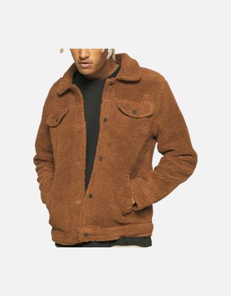 Brave Soul Mens BRAVE SOUL Mens Quilted Jackets Regular Fit Classic Button Down Warm Winter Coat - Brown - Size: Regular/36
