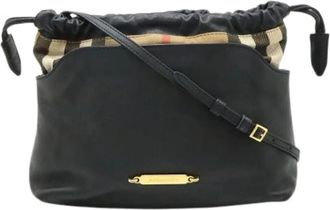 Burberry Pre-owned Leren Mega Check Schoudertas - Dames - Vintage Schoudertas - Zwart - ONE Size - Leer - Vintage