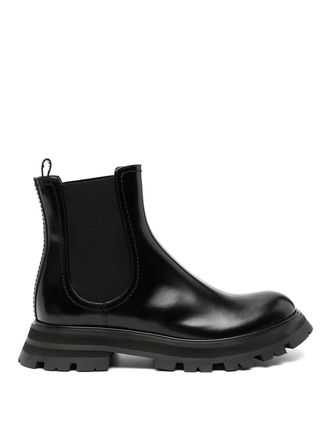 Alexander McQueen Chelsea shiny leather ankle boots