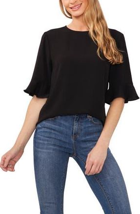 CeCe by Cynthia Steffe Ruffle Cuff Blouse in Rich Black at Nordstrom Rack, Size X-Small