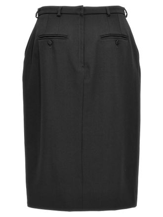 Dolce & Gabbana Womens Black Virgin Wool Midi Skirt