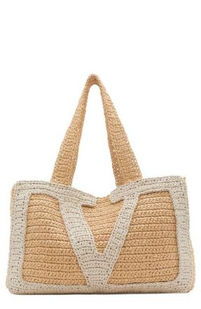 Valentino Garavani Large Viva Superstar Raffia Tote in Natural at Nordstrom