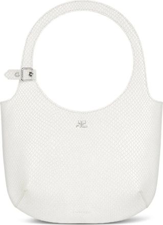 Courrèges Borsa a mano con effetto serpente - Bianco